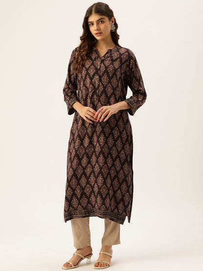 Black Ethnic Motifs Printed Kurta