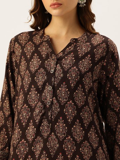 Black Ethnic Motifs Printed Kurta