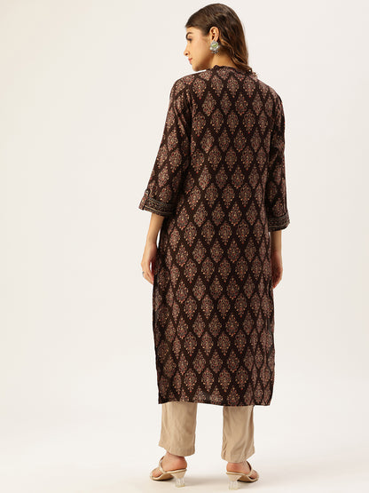 Black Ethnic Motifs Printed Kurta