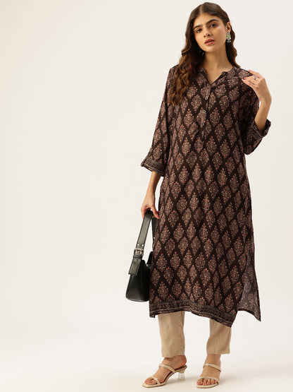 Black Ethnic Motifs Printed Kurta