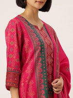 Pink Ethnic Motifs Printed Kurta with Trousers With Dupatta