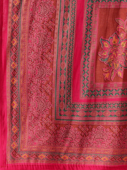 Pink Ethnic Motifs Printed Kurta with Trousers With Dupatta, Pink kurta set, ethnic motifs printed kurta set, kurta trouser dupatta set, women ethnic wear, printed kurta set for women, pink ethnic kurta set, traditional motifs kurta set, Indian ethnic wear Kurta Set, festive wear women Kurta Set