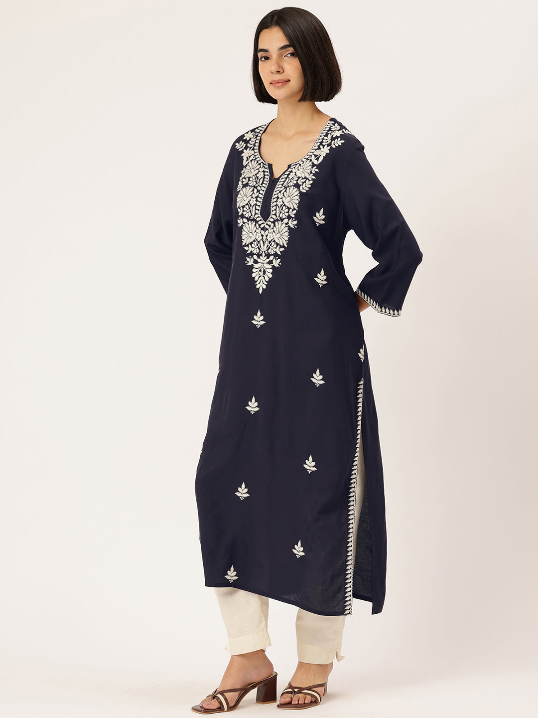 Floral Embroidered Straight Kurta ,floral embroidery, embroidered kurta, straight kurta, kurta, women kurta, ethnic wear, indian wear, casual ethnic, festive wear, office wear, daily wear, summer wear, Long kurta