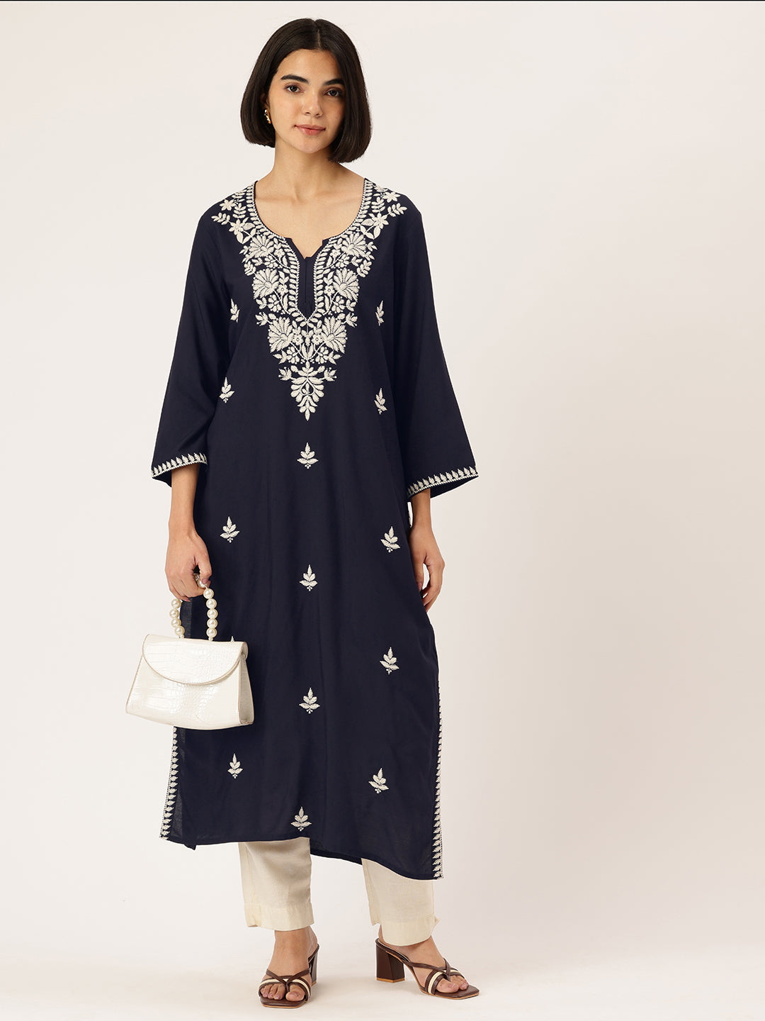 Floral Embroidered Straight Kurta ,floral embroidery, embroidered kurta, straight kurta, kurta, women kurta, ethnic wear, indian wear, casual ethnic, festive wear, office wear, daily wear, summer wear, Long kurta