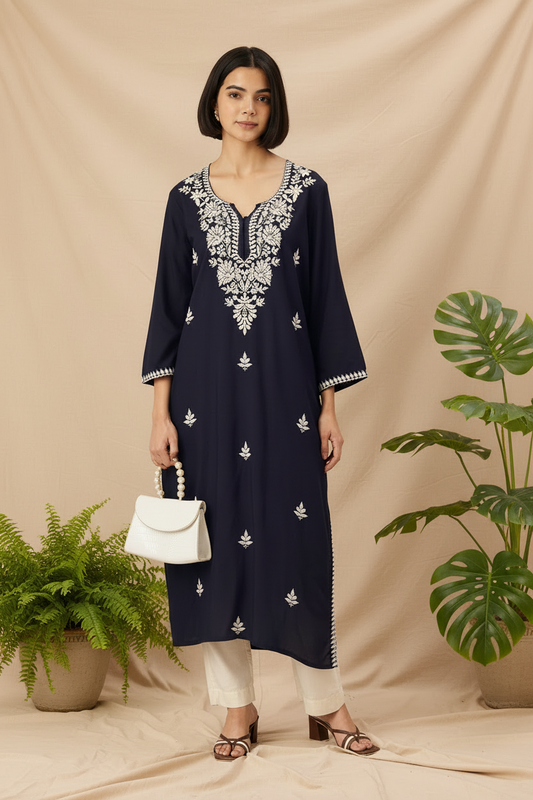 Floral Embroidered Straight Kurta