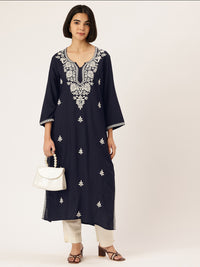 Floral Embroidered Straight Kurta ,floral embroidery, embroidered kurta, straight kurta, kurta, women kurta, ethnic wear, indian wear, casual ethnic, festive wear, office wear, daily wear, summer wear, Long kurta