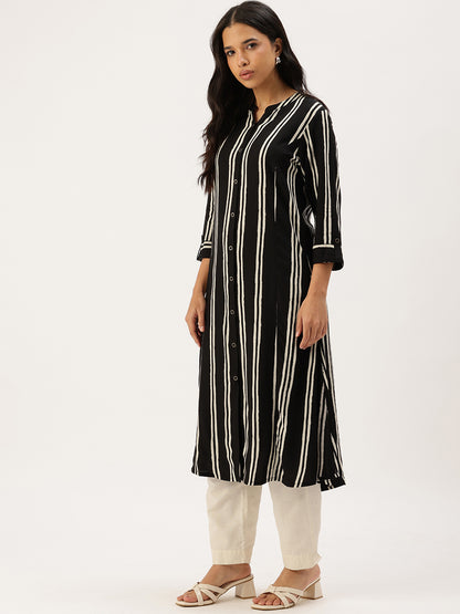Striped Mandarin Collar Kurta ,Striped Kurta, Striped Mandarin Collar Kurta, Mandarin Collar Kurta, Striped Ethnic Kurta, Womens Kurta, Ethnic Wear, Indo Western Kurta, Casual Kurta, Office Wear Kurta, Festive Kurta, Long Kurta
