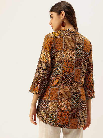 Orange Ethnic Motifs Printed Tunic