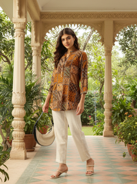 Orange Ethnic Motifs Printed Tunic