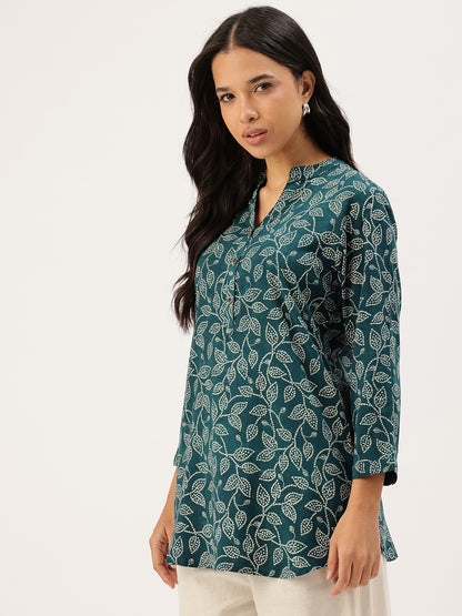 Floral Printed Mandarin Collar Tunic, Floral Tunic, Floral Printed Tunic, Mandarin Collar Tunic, Floral Ethnic Tunic, Womens Tunic, Ethnic Top, Printed Top, Indo Western Top, Fusion Wear, Casual Wear, Festive Wear, Office Wear, Womens Floral Top, New Arrival