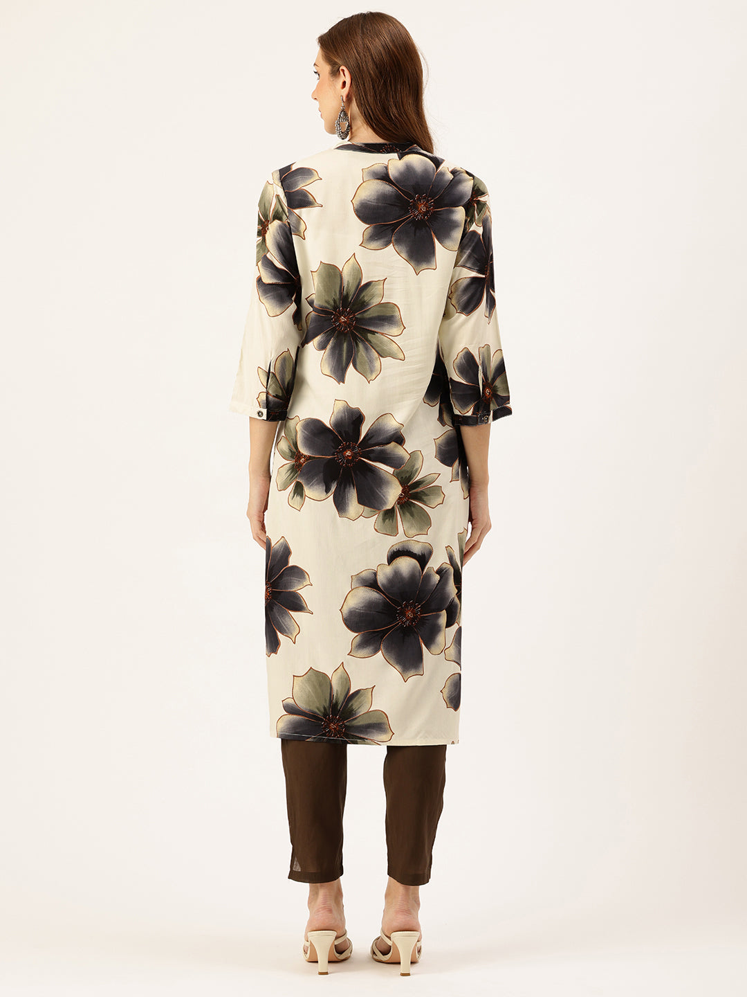 Floral Printed Mandarin Collar Kurta