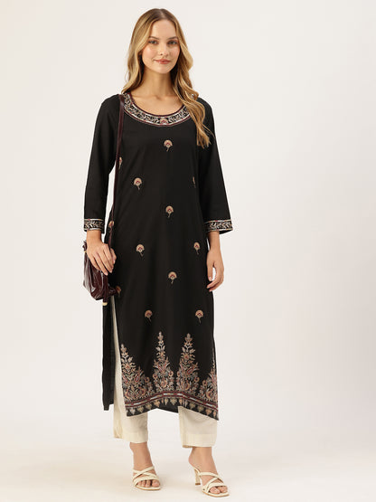 Black Embroidered Kurta