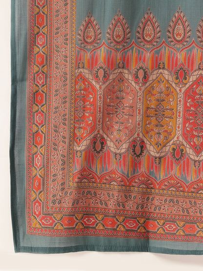 Green Printed Kurta & Trousers With Dupatta