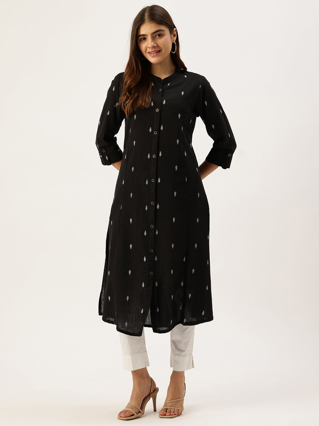 Black Printed A Line Kurta