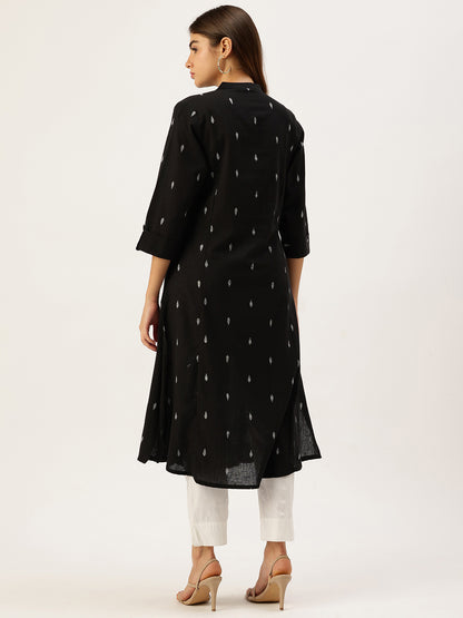 Black Printed A Line Kurta