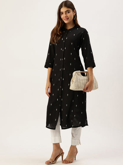 Black Printed A Line Kurta