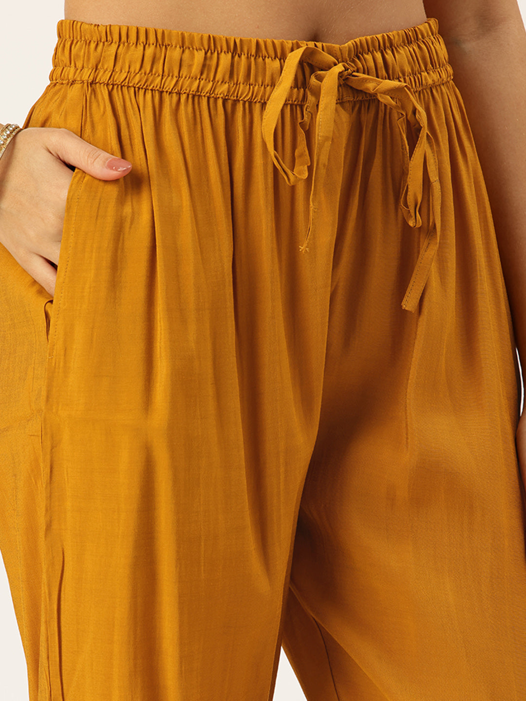 Yellow Ethnic Motifs Printed Kurta with Trousers With Dupatta