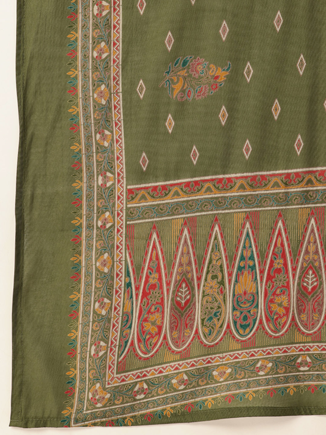 Green Ethnic Motifs Printed Kurta with Trousers With Dupatta