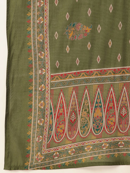 Green Ethnic Motifs Printed Kurta with Trousers With Dupatta