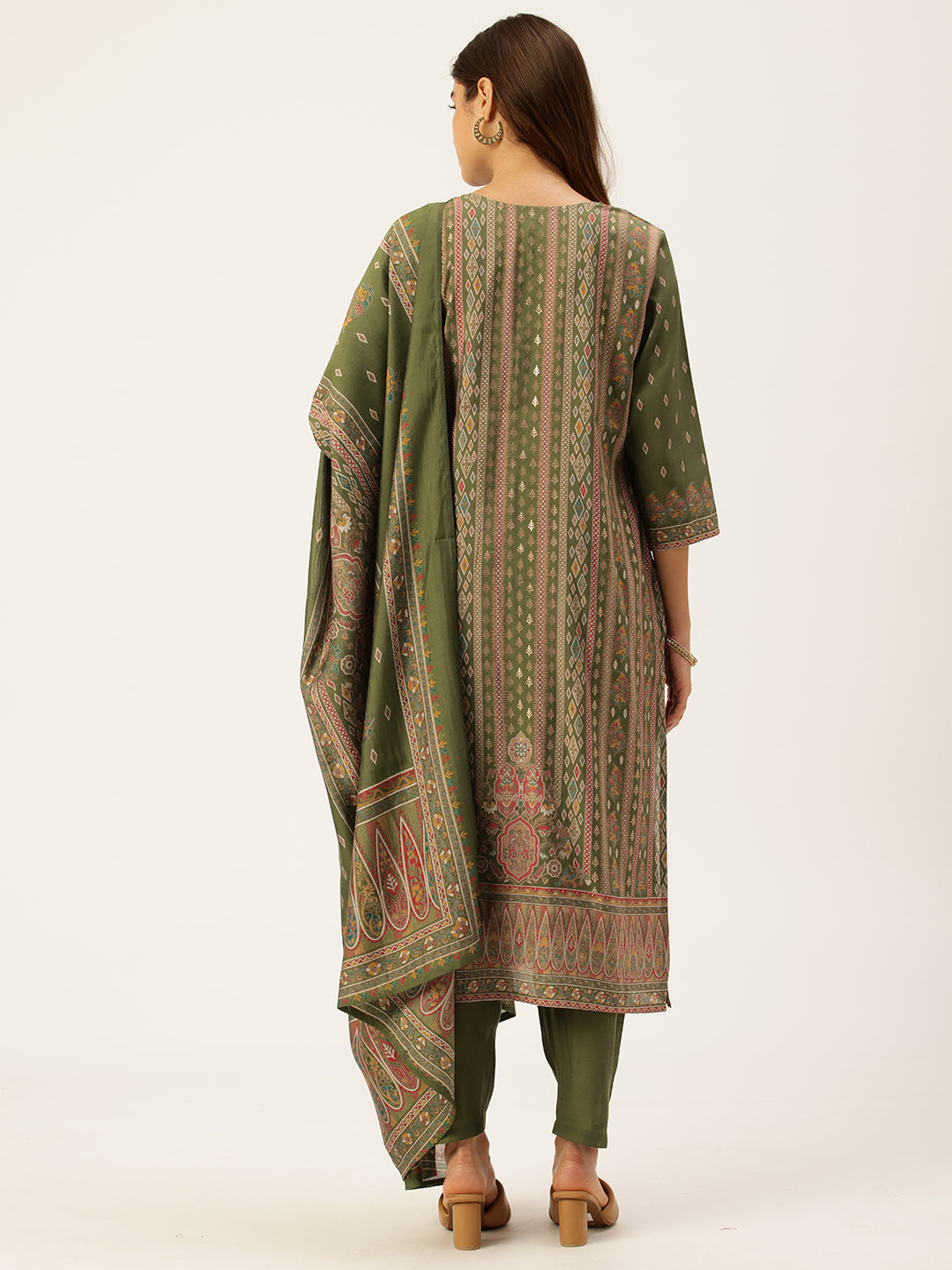 Green Ethnic Motifs Printed Kurta with Trousers With Dupatta