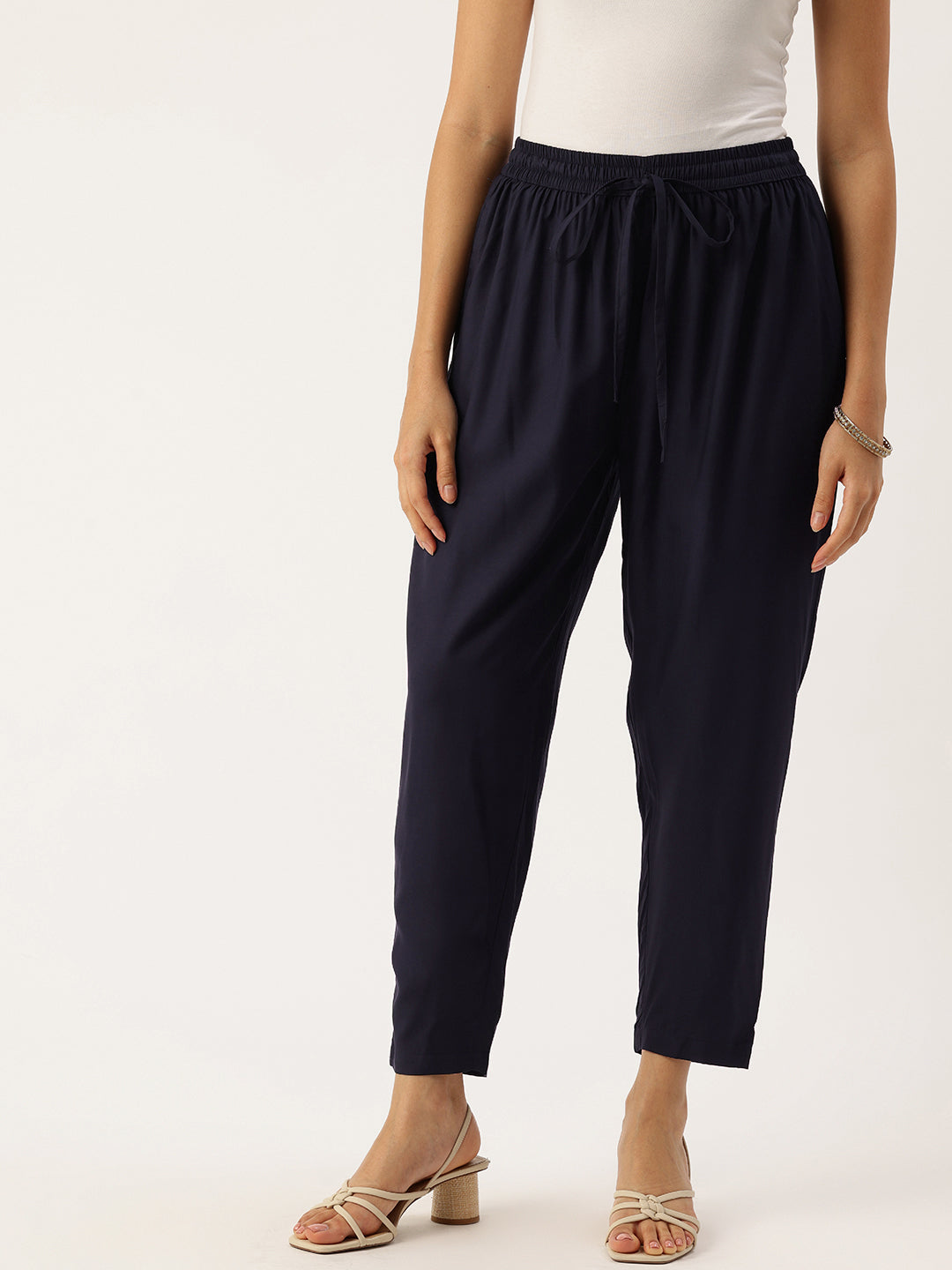 Navy High-Rise Trousers
