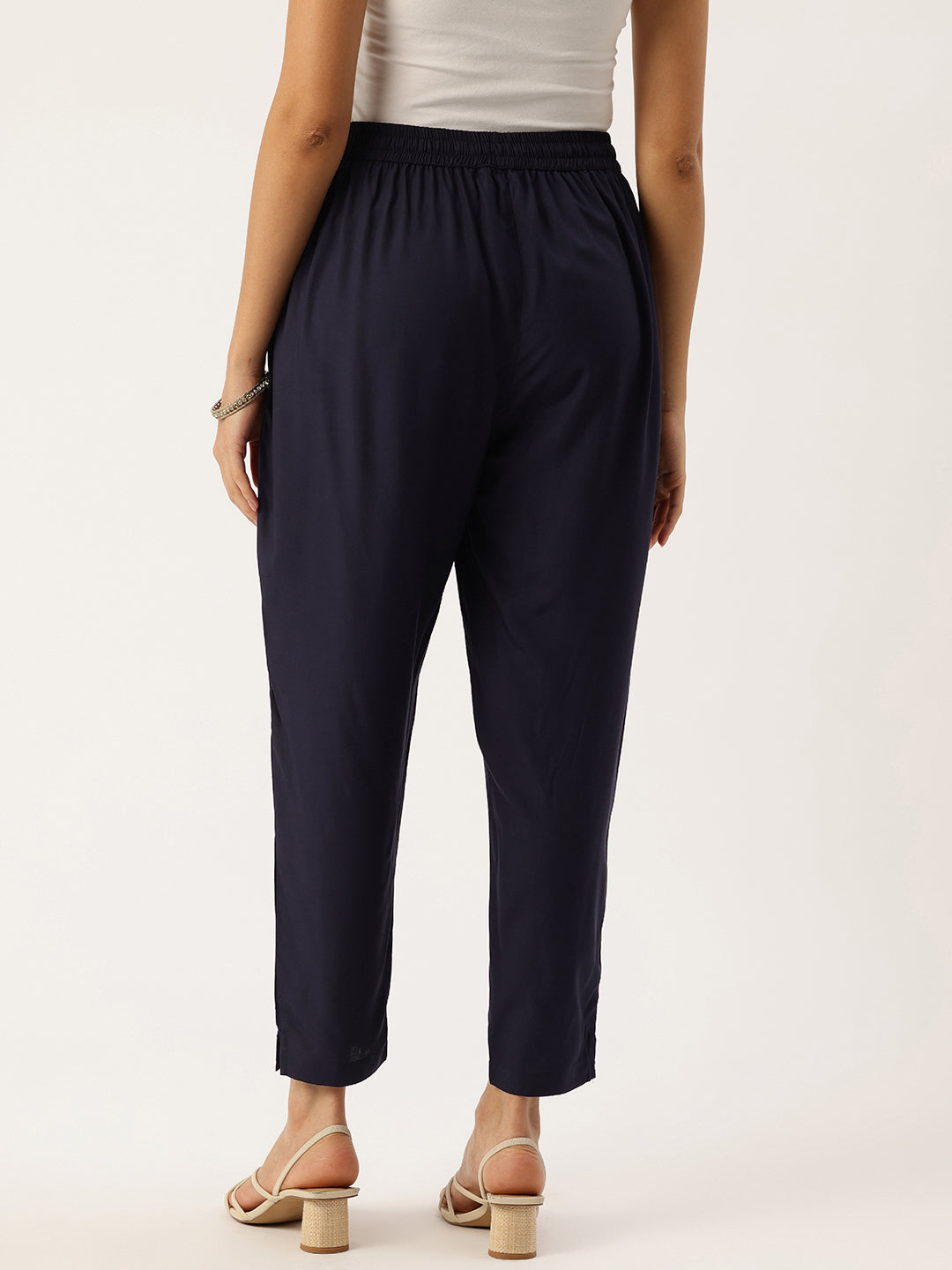 Navy High-Rise Trousers