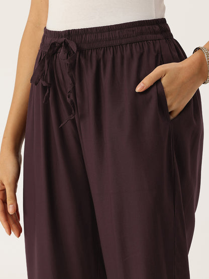 Wine High-Rise Trousers