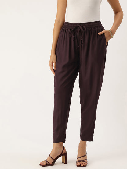 Wine High-Rise Trousers