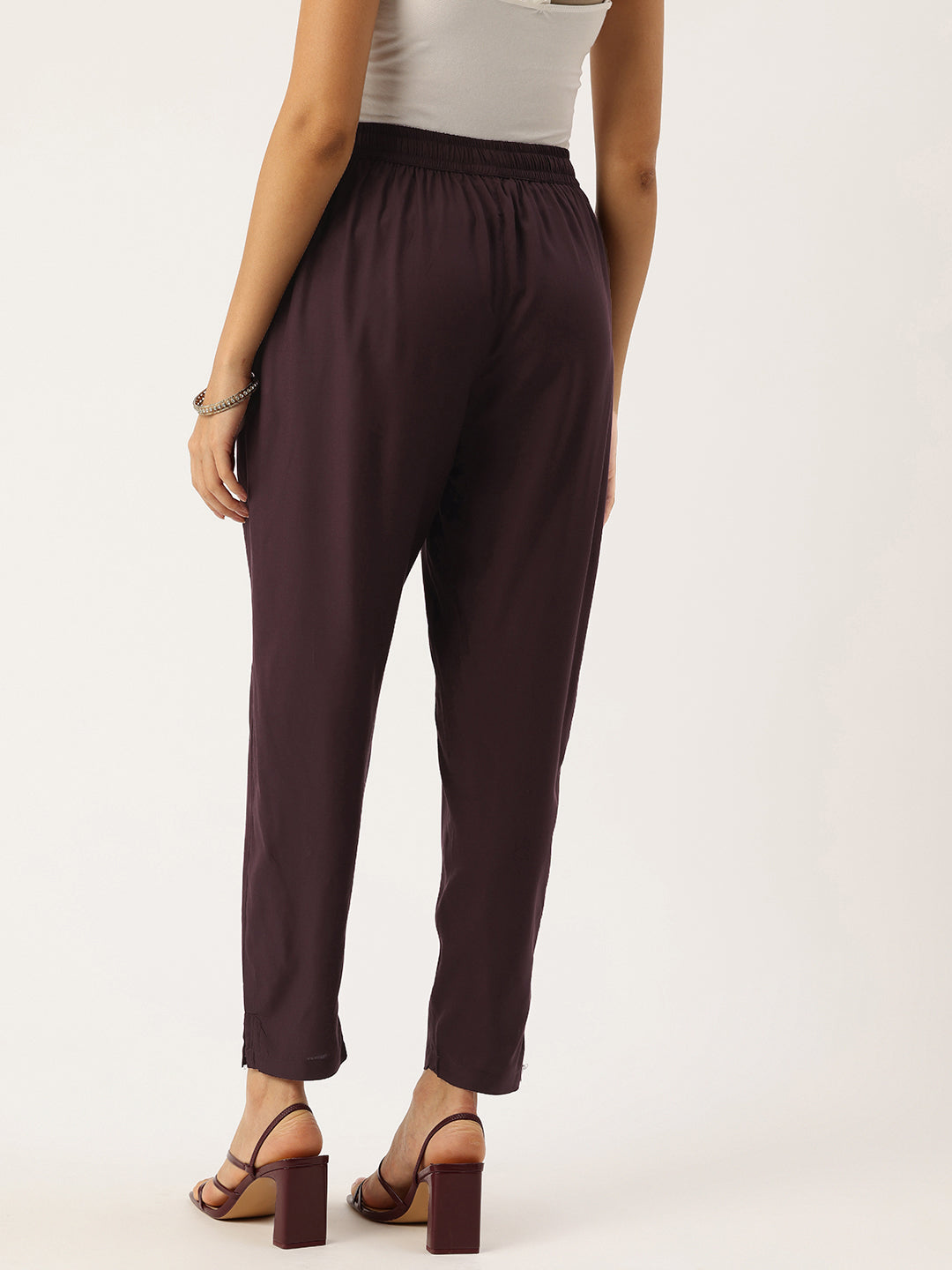 Wine High-Rise Trousers