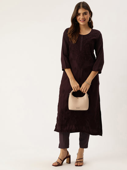Wine High-Rise Trousers