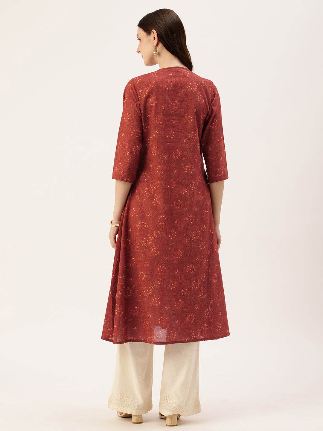 Red Floral Printed Kurta