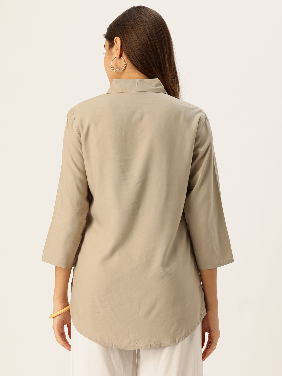Khaki Embroidered Tunic