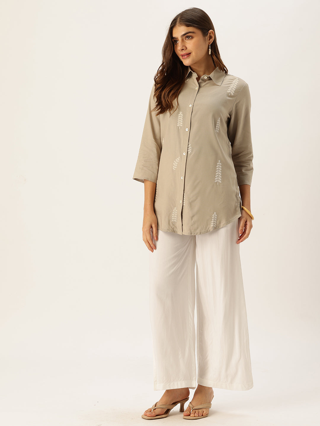 Khaki Embroidered Tunic