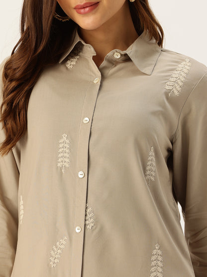 Khaki Embroidered Tunic