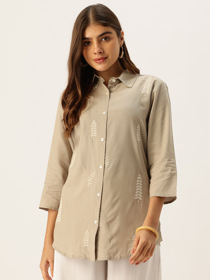 Khaki Embroidered Tunic