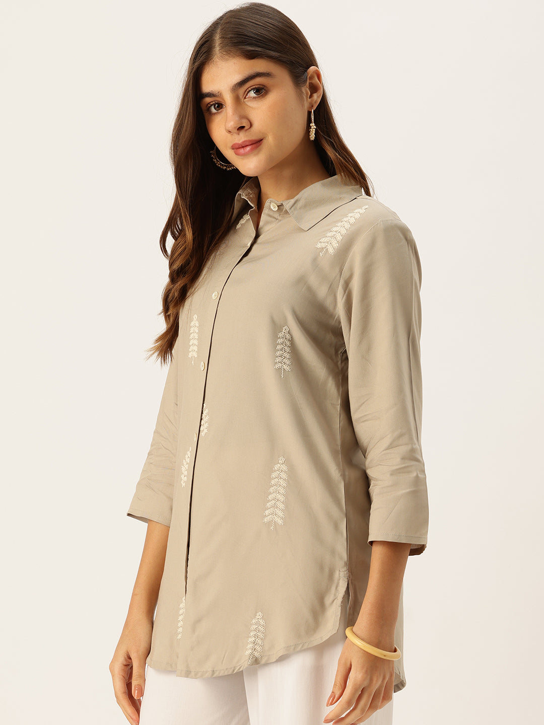 Khaki Embroidered Tunic