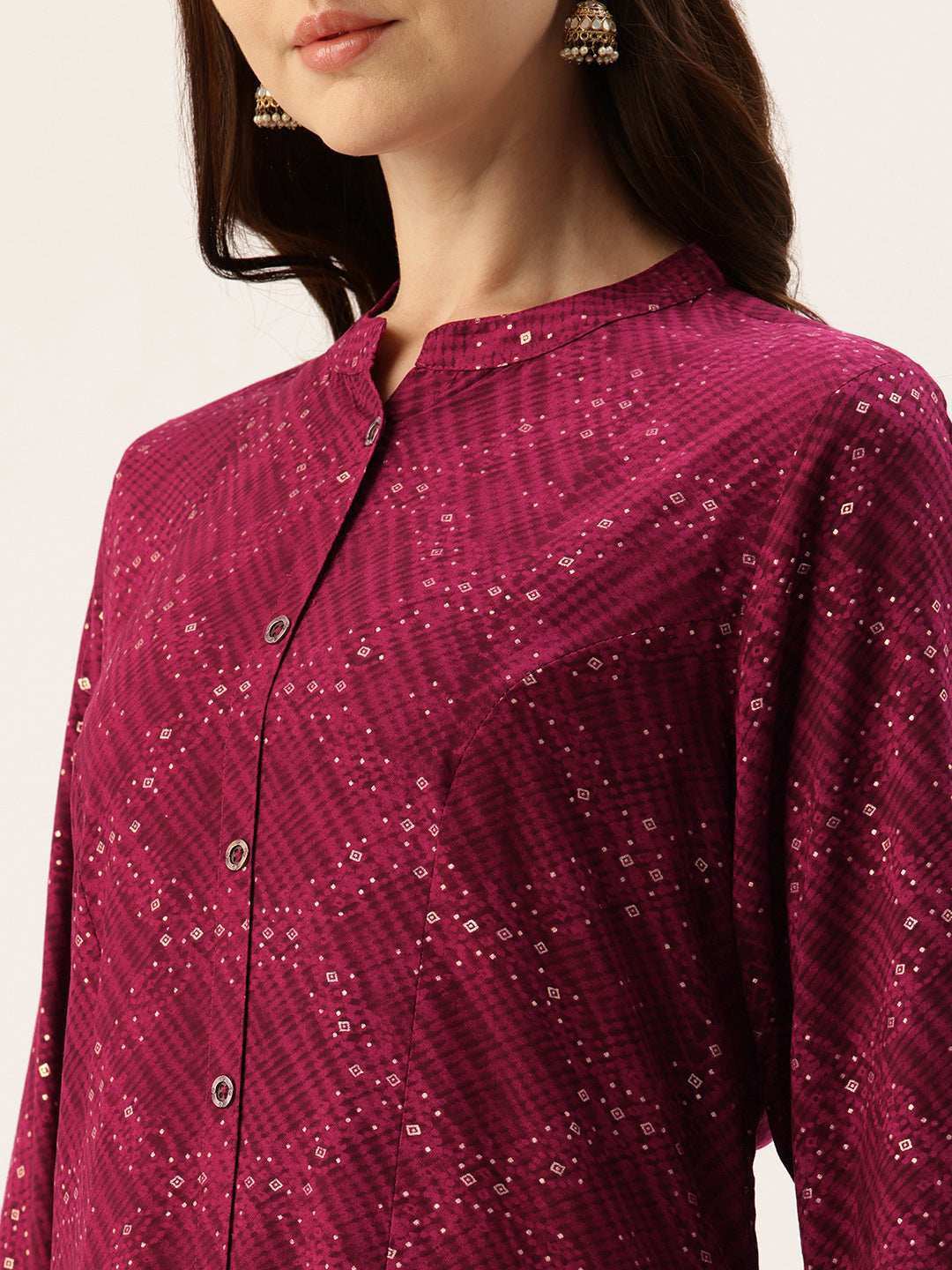 Fuchsia Printed A-Line Kurta