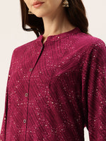 Fuchsia Printed A-Line Kurta