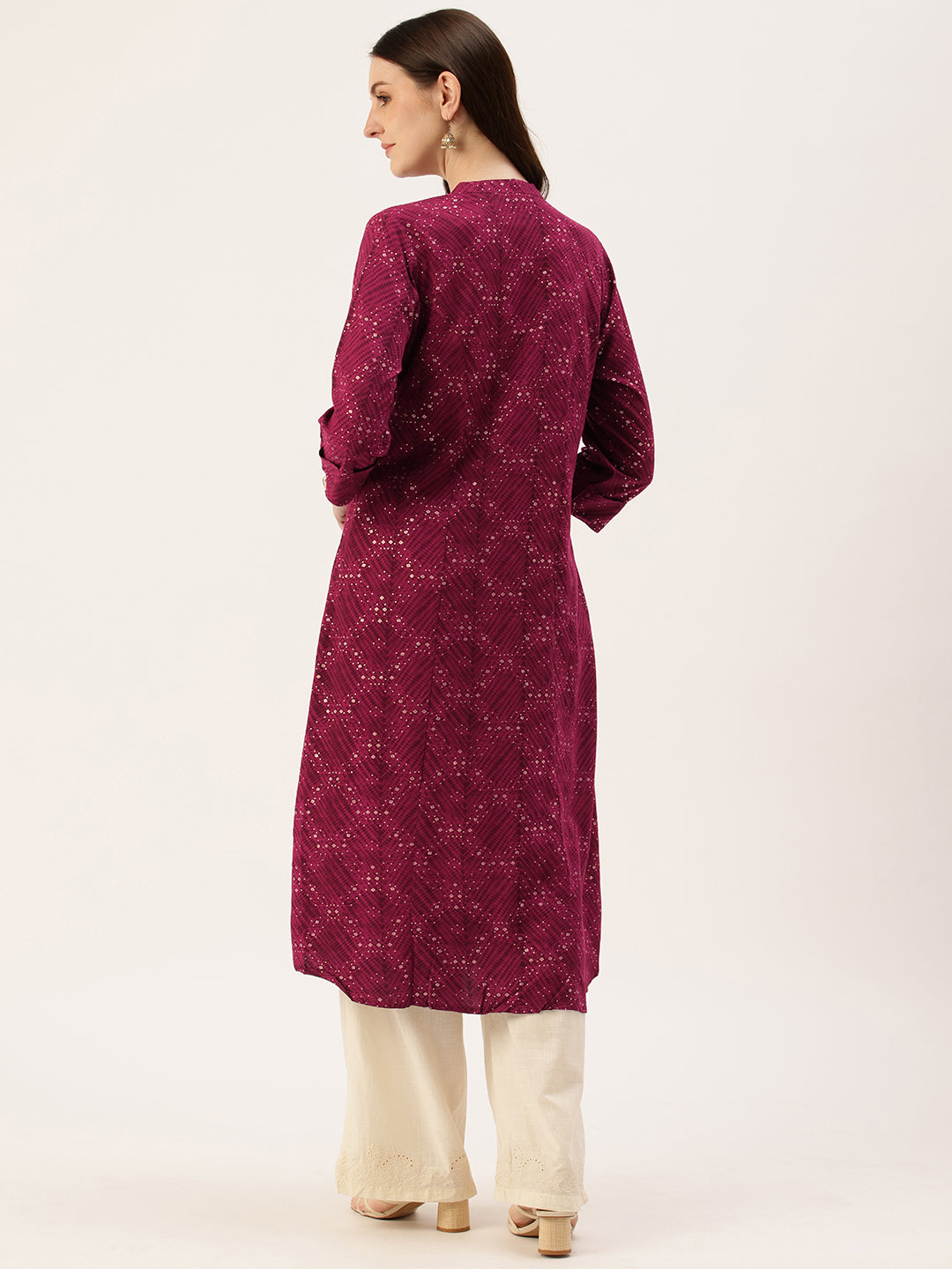 Fuchsia Printed A-Line Kurta