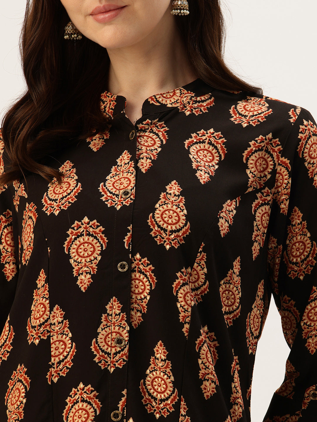 Black Printed A-Line Kurta