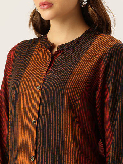 Multi Striped Printed A - Line Kurta