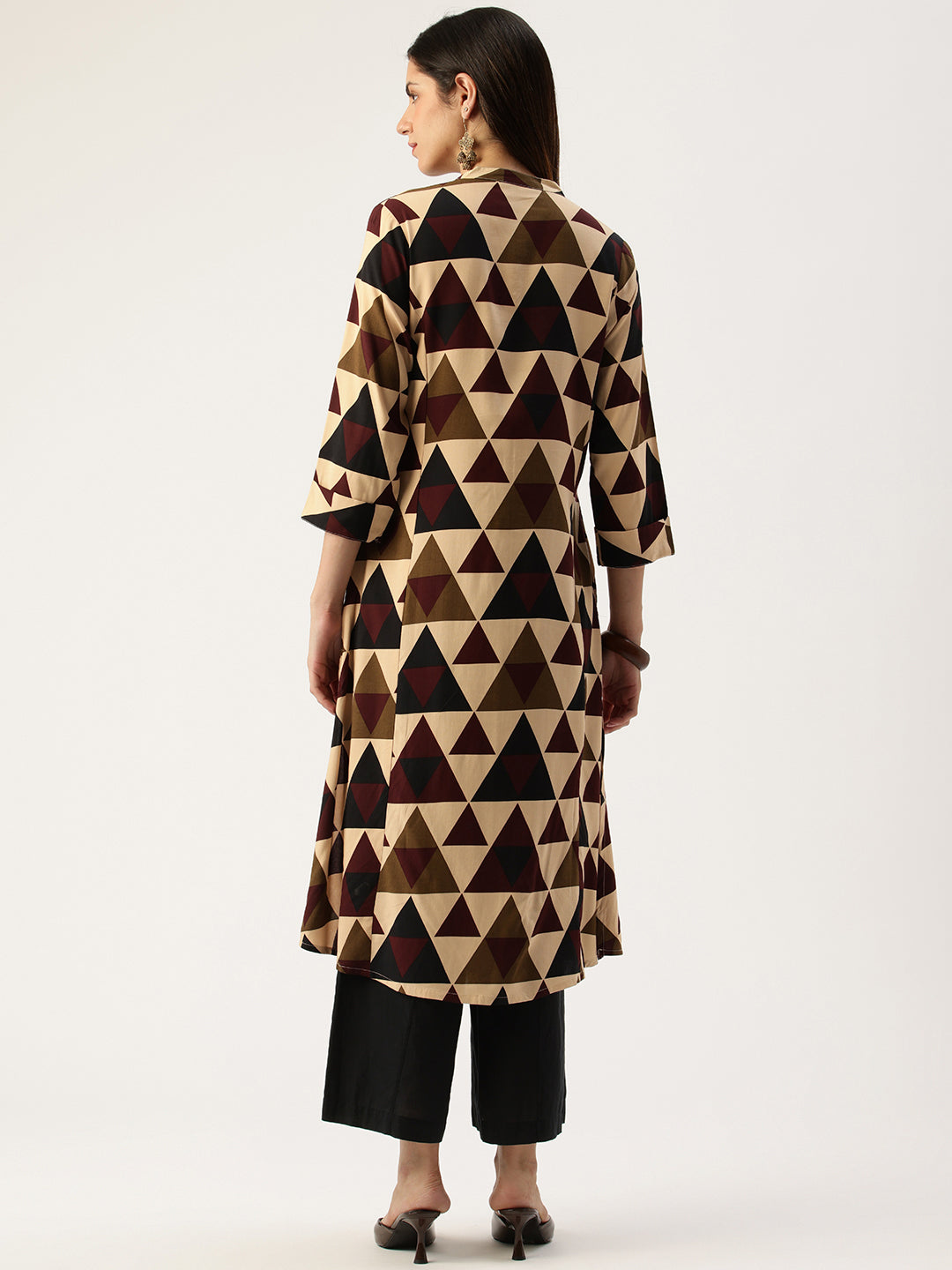 Beige Geometric Printed Kurta