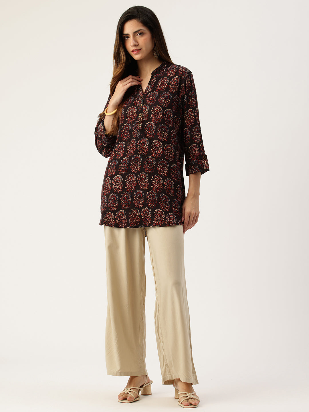 Beige Ethnic Palazzos