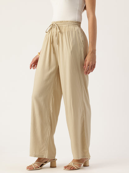 Beige Ethnic Palazzos