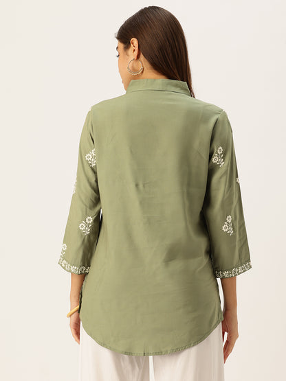 Green Embroidered Tunic