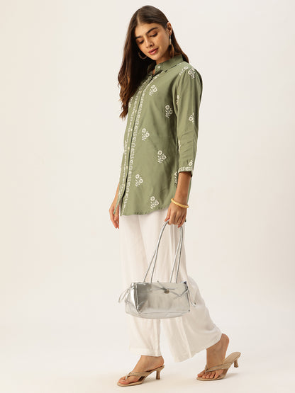Green Embroidered Tunic