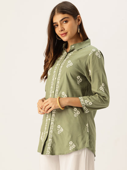 Green Embroidered Tunic