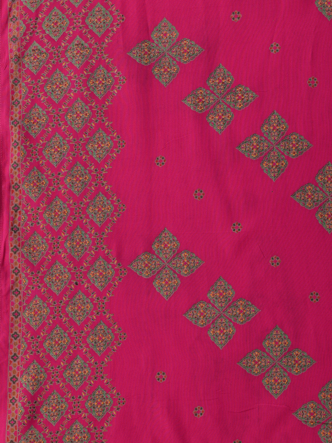 Pink & Green Printed Kurta with Trouser & Dupatta