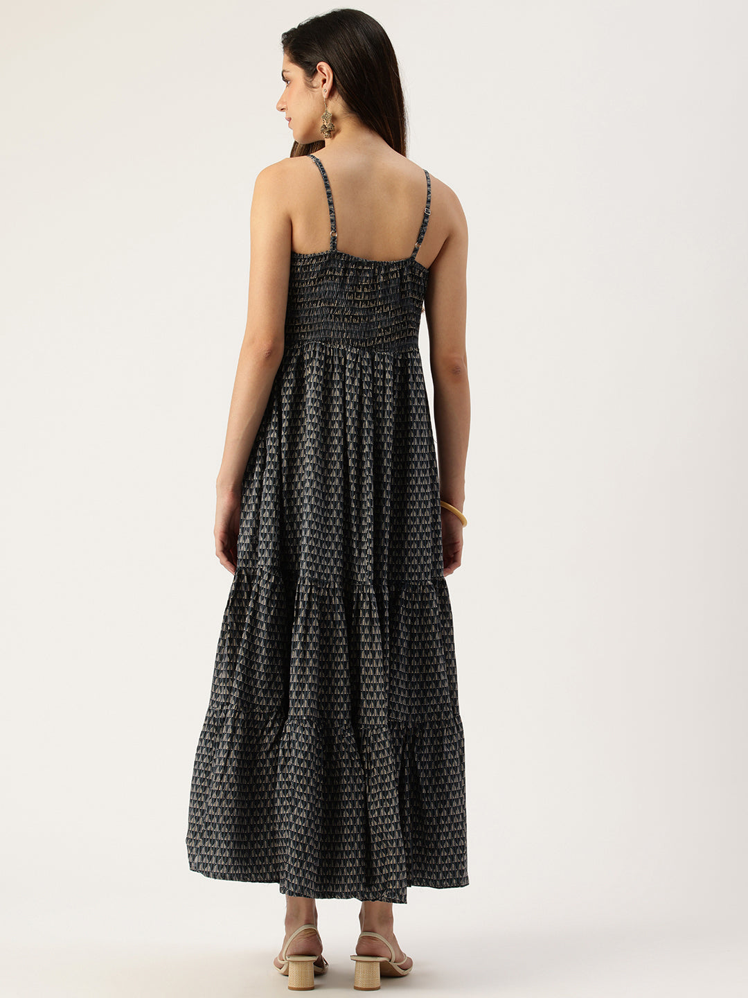 Indigo Triangle Printed Fit & Flare Midi Dress