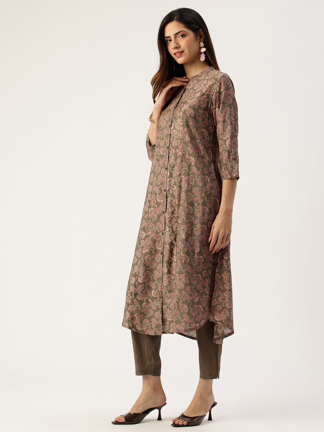 Green Printed Kurta with Trousers With Dupatta